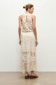 Falda tejida crochet beige claro
