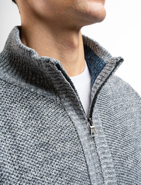 Campera de Punto Lisa Forrada Gris Claro