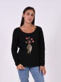 REMERA FLOWERS NEGRO