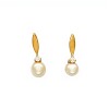 Caravanas Perlas- Oro bajo - Perla de río y zirconia- CA8229 conperla