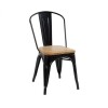 Silla Tolix Pack 4 unidades Metálica Asiento En Madera Negro