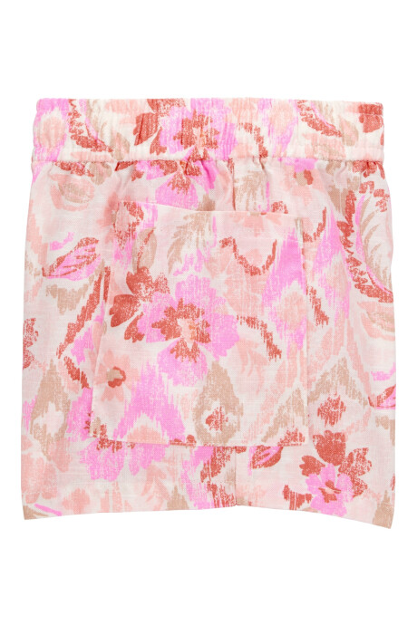 Short de algodón, con cordón, diseño floral Sin color