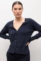 Cardigan abotonado azul marino