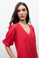 Maxi vestido mangas abullonadas rojo