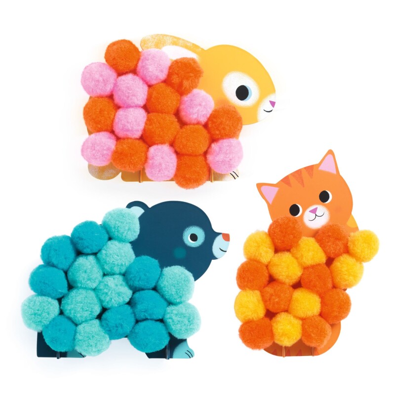 Kit para hacer collages con pompones de animales Djeco Kit para hacer collages con pompones de animales Djeco