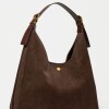 Bolso Raw en efecto gamuza Marron