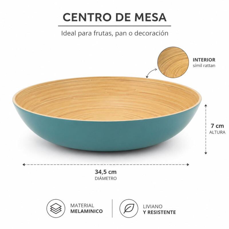 Centro de Mesa en Melamina Interior Simil Rattán Celeste