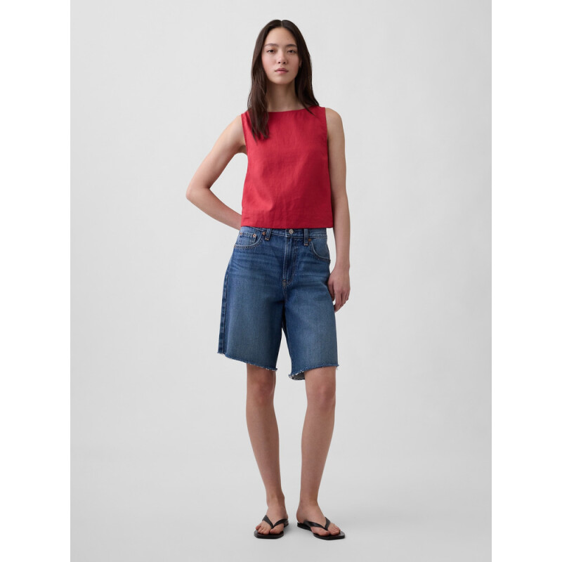 SL SHELL TOP - LINEN CHAKRA RED