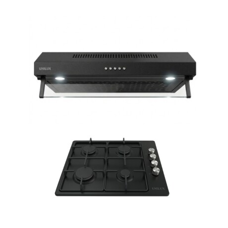 Extractor + Anafe Pack De Extractor Purificador Nubia + Anafe A Gas Vulcano Quad 4 Negro