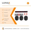 Set 2 Mancuernas Lumax Barra 2 En 1 20 Kg Para Entrenamiento En Casa Ajustable Rojo