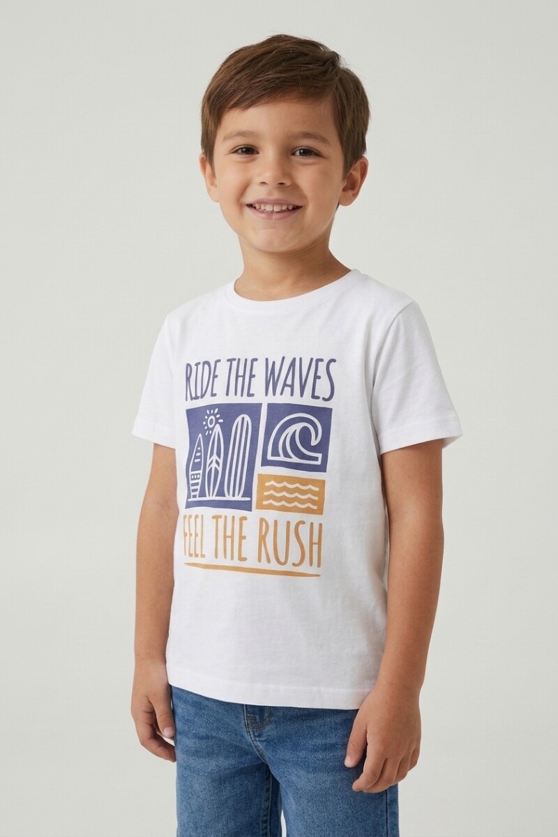 Remera m/c estampada Ride the Waves BLANCO