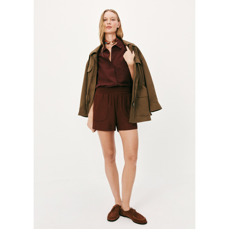 SHORTS FEM MARROM ESCURO