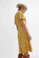 Vestido midi estampado ocre