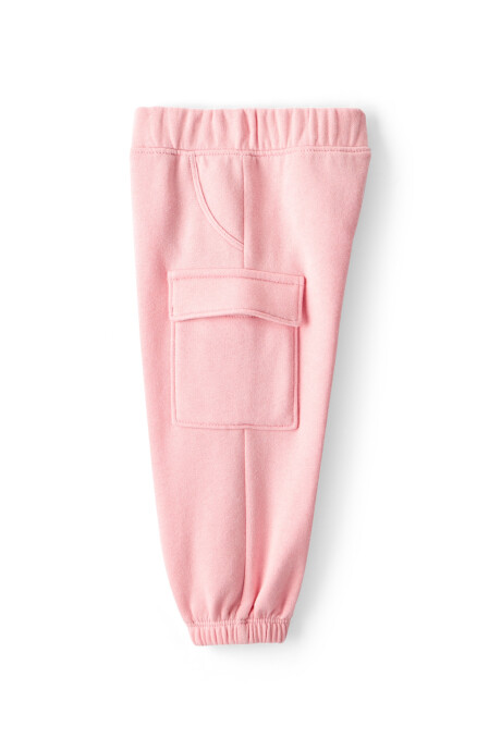 Set dos piezas de algodón, pantalón y canguro, rosado Sin color