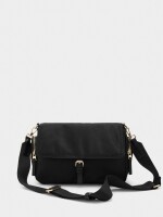 Bolso Bandolera De Nylon Con Solapa negro