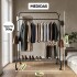 Perchero Doble Ropa Barra Acero Percha Metal Ganchos Ropero Placard Con Ruedas Imback Color Negro Perchero Doble Ropa Barra Acero Percha Metal Ganchos Ropero Placard Con Ruedas Imback Color Negro