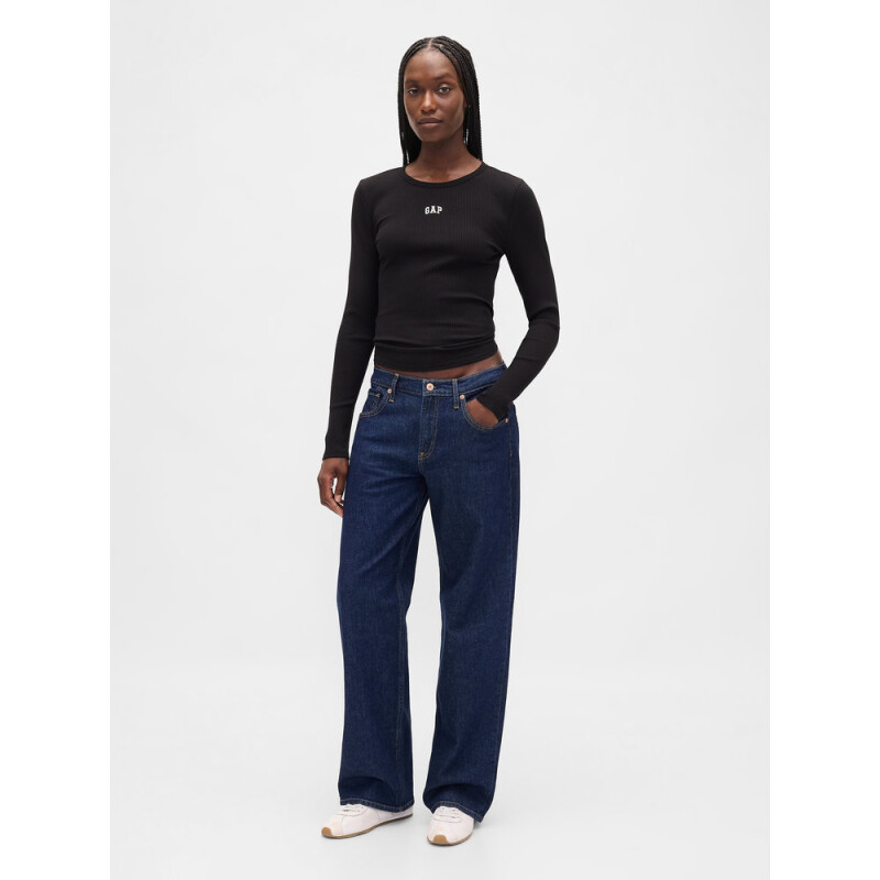 INTL LS MOD RIB CROP TEE BLACK