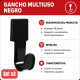 Set x3 Gancho multiuso con adhesivo NEGRO