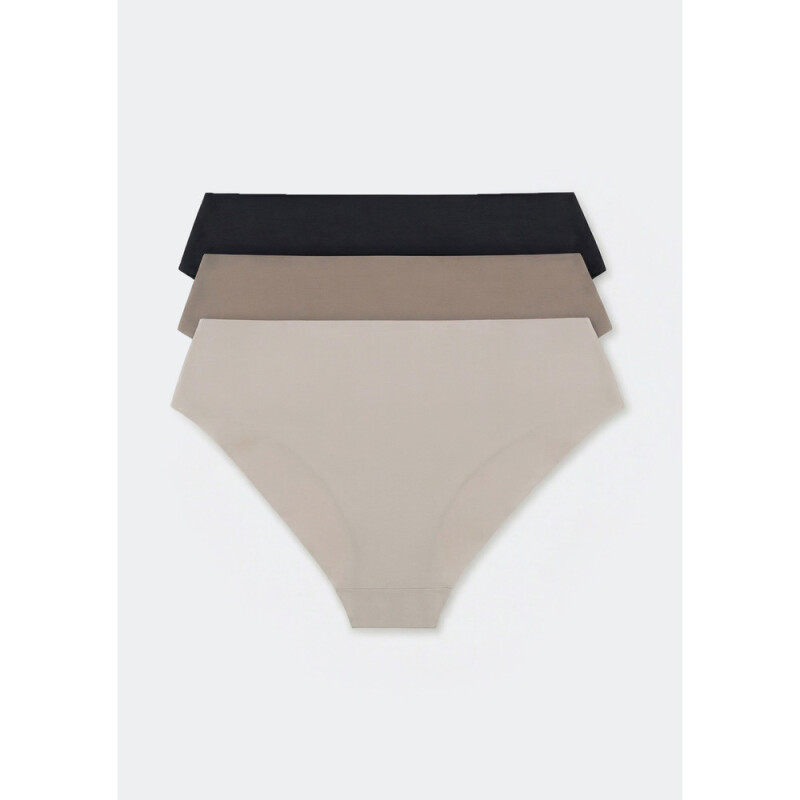KIT COM 3 CALCINHAS FEM PRETO/BEGE/MARROM