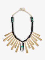 Collar Corto Con Cuentas Y Barras negro