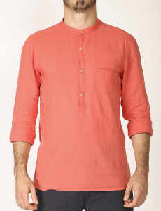 012105 CAMISA HARRINGTON LABEL DE LINO Coral