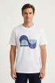 Remera m/c estampada Waves BLANCO
