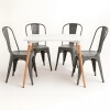 Juego de comedor mesa Cuadrada 80cm + 4 Sillas Tolix Blanco