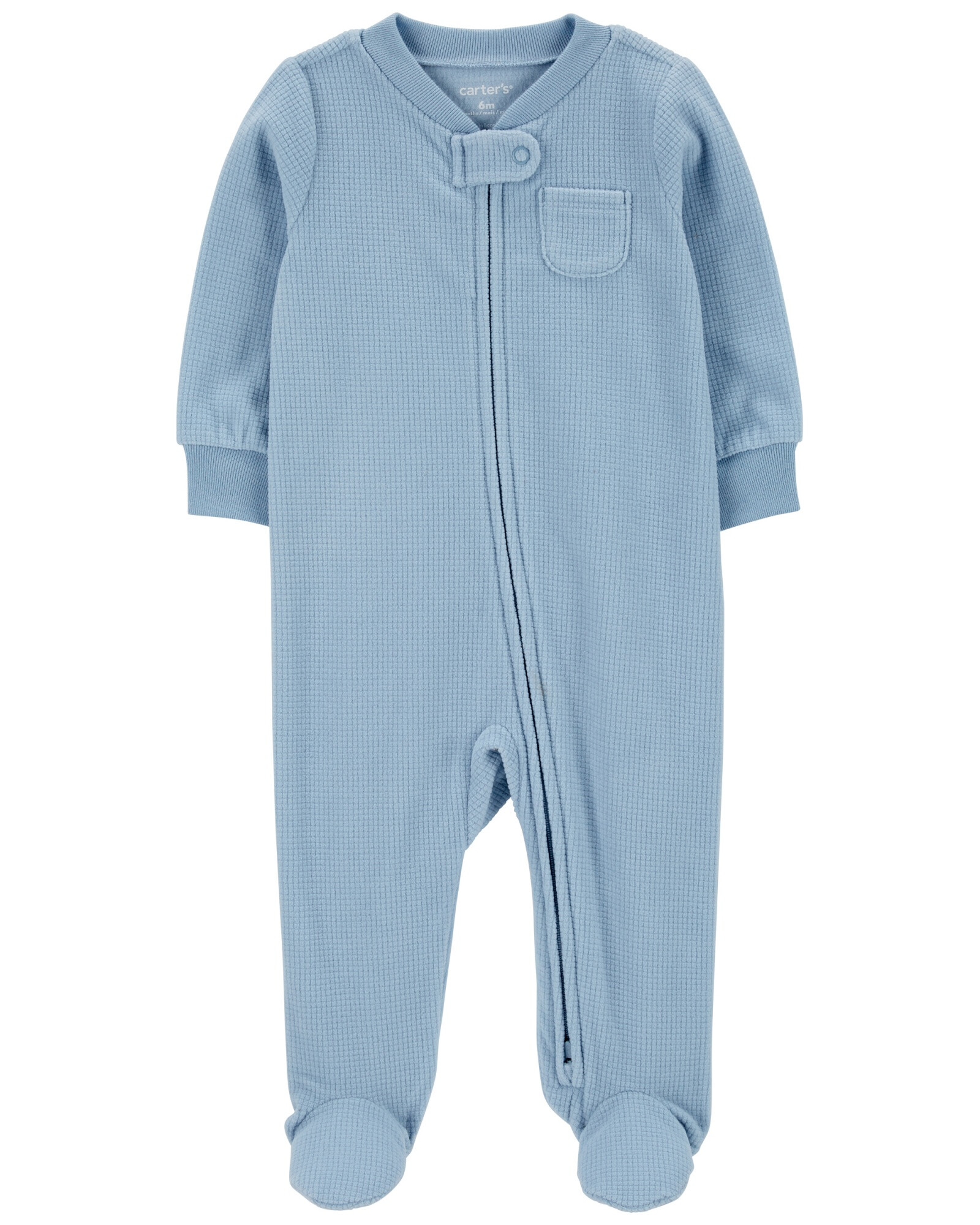Pijama una pieza de poliéster, con pie, celeste Sin color