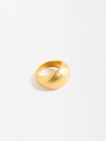 Anillo Redondeado Efecto Martillado - Plata De Ley 925 dorado