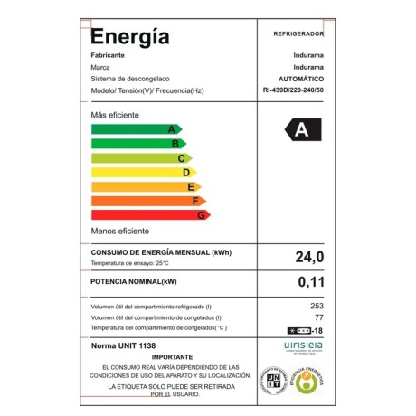 Heladera inverter 330 lts Indurama RI-439D Heladera inverter 330 lts Indurama RI-439D