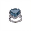 Anillo Halo-Plata 925 rodinada-Piedra Aguamarina y Zirconia-AN2026 conpiedra
