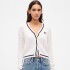 FRANCHISE LOGO COTTON CROP CABLE CARDI NEW OFF WHITE