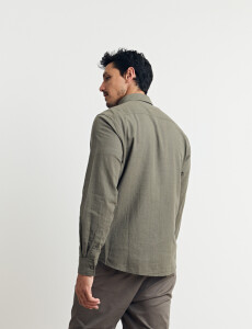 011665 CAMISA DE LINO HARRINGTON LABEL Oliva