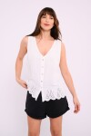 Blusa con broderie Blanco