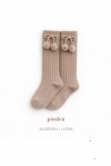 Calcetín alto canalé con borla piedra Piedra
