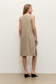 Vestido lino con botones chocolate melange