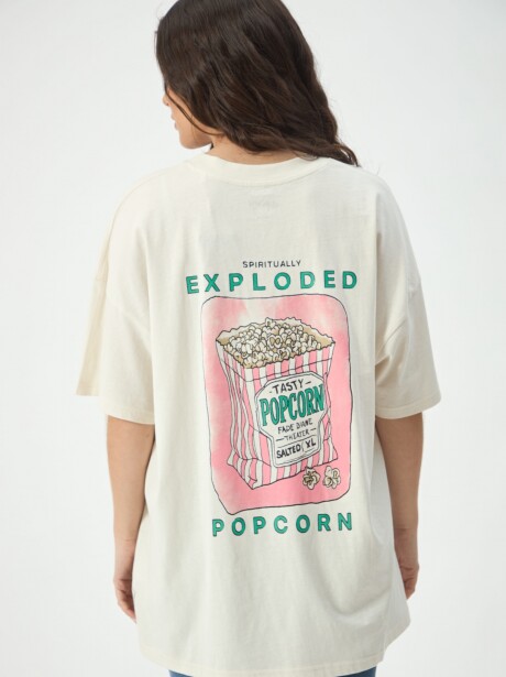 REMERA OVERSIZE POPCORN CRUDO