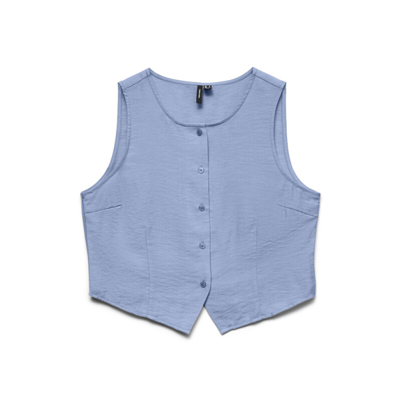 VMATHENA S/L O-NECK WAISTCOAT WVN Brunnera Blue