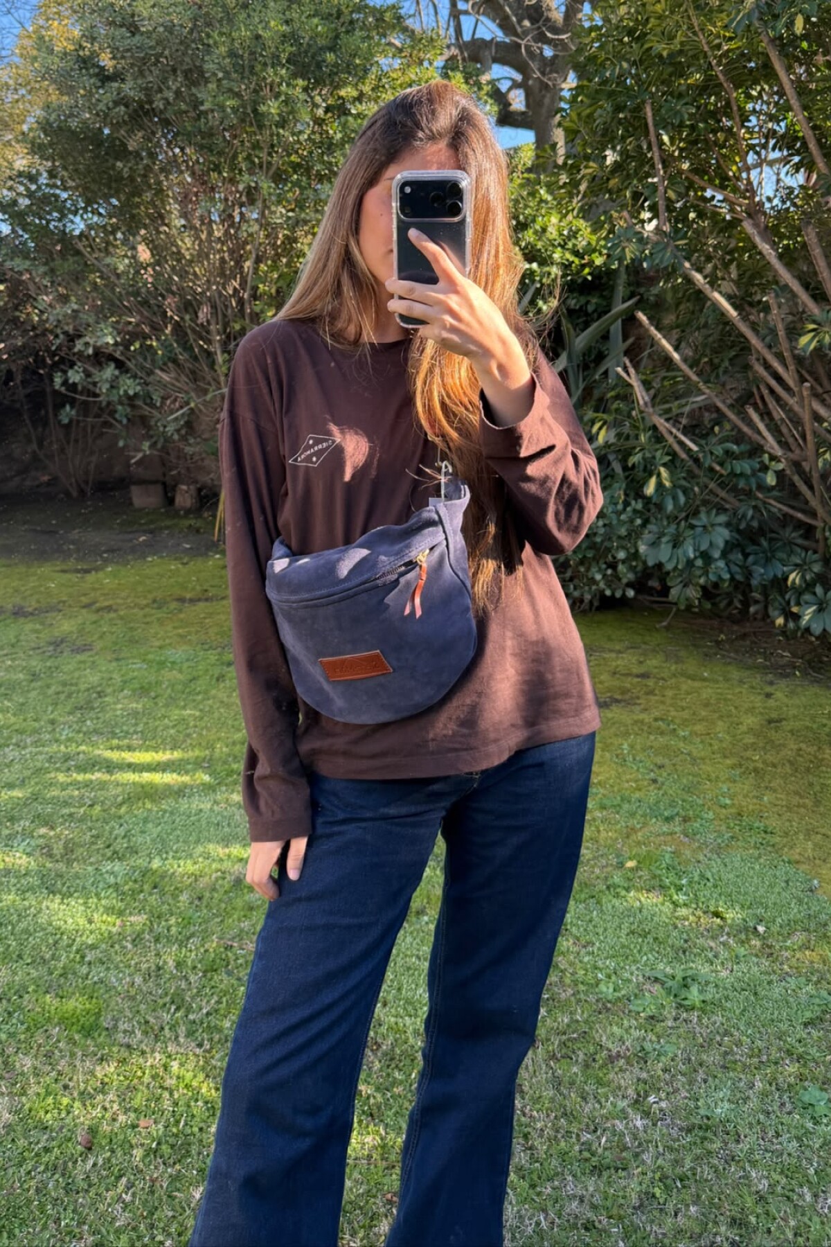Leather Fanny Pack Gamuza Azul