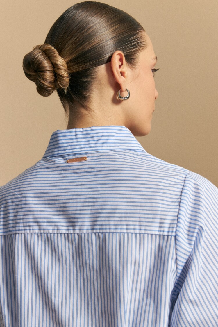 CAMISA FLORIO Blanco/Celeste