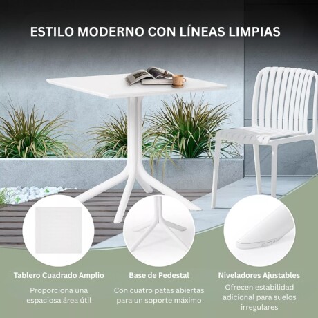 MESA CUADRADA EXTERIOR DE POLIPROPILENO 80CM Mesa Cuadrada De Exterior 80CM Blanco