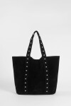 Shopper suede con tachas negro