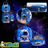 Mochila con carrito, lonchera y cartuchera. Astronauta