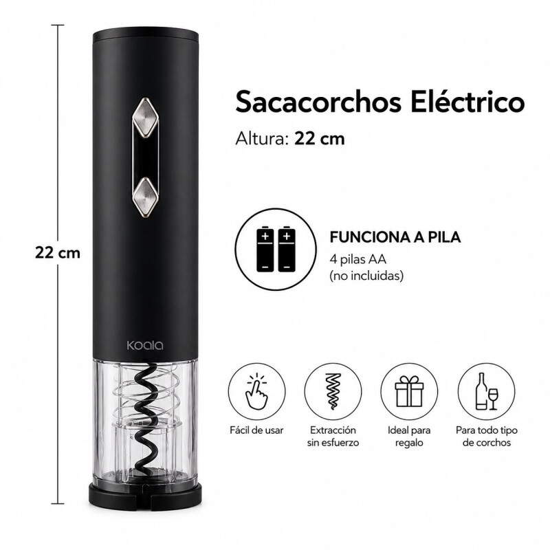 Sacacorcho de Aluminio Eléctrico a Pilas Sacacorcho de Aluminio Eléctrico a Pilas