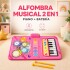 Alfombra Musical Infantil 2 en 1 Piano y Batería 80 x 55 cm Rosa