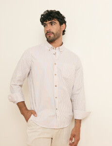 012108 CAMISA HARRINGTON LABEL Blanco/beige