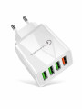 FICHA CARGADOR RAPIDO 4 ENTRADAS USB BLANCO
