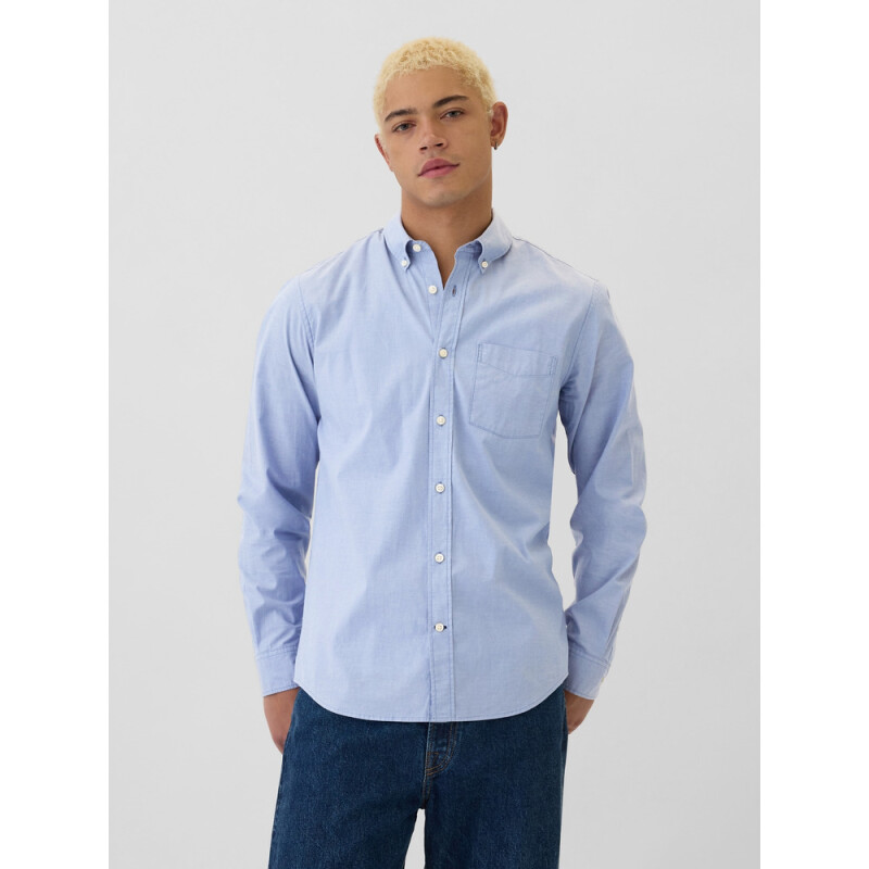 V-LS STANDARD STRETCH POPLIN Light Blue
