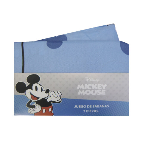 Juego Sábanas Infantiles 1 Plaza 100% Microfibra Mickey Celeste