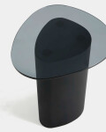 Mesa auxiliar Olir de vidrio templado y acero negro 48 x 46,8 cm